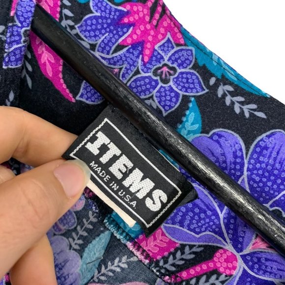 Vintage 90s Jewel Tone Button Up Floral Print Sheath Dress Small - Picture 6 of 12